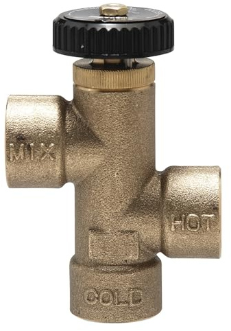 Watts LF70A Brass Hot Water Extender Mixing Valve, 3/4 Inch, Solder End Connections, Stainless Steel Springs and Dial Adjustment Cap, Easy to Maintain, Remove and Replace