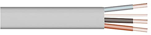 Merriway BH01535 3-Core and Earth Flat Cable, 6243Y 1.5mm Grey, 1 Metre (39 inch)