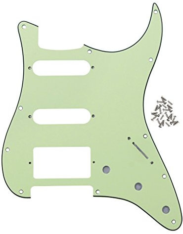IKN 11 Loch ST SSH Pickguard Gitarrenkratzplatte mit Befestigungsschrauben für US/mexikanische Standard ST Bridge Cut, 3-lagig minzgrün