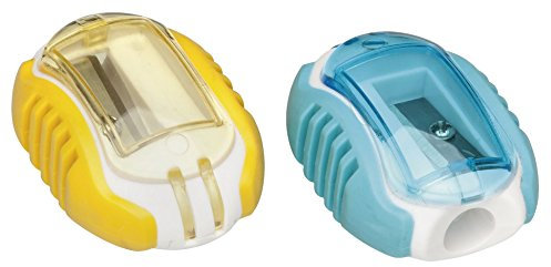 Westcott E-15737 00 Einfachanspitzer Softgrip, mit Klarsichtdeckel farblich sortiert, 2er Pack