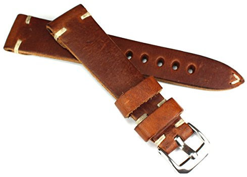 RIOS 1931 20 mm Herren Leder Deutsch Uhrenarmband Vintage Pilot Braun 20/16mm