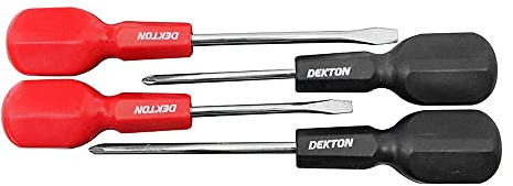 Dekton 4pc Cabinet Handle Screwdriver-4 Screwdrivers With Cabinet Handles For Extra Torque| Precision Screwdrivers For Installing And Tightening Handle| Comfortable Grip| Durable Chrome Vanadium Steel