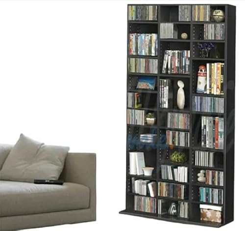 Lillyvale 1116 CD/528 DVD Storage Shelf Rack Unit Adjustable Book Bluray Video Games (Black)