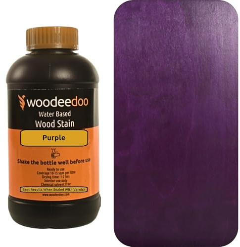 WooDeeDoo Water Based Wood Stain | Wood Dye | Ready to Use | Environmentally Friendly | Solvent Free | Odour Free | 1 L | Purple