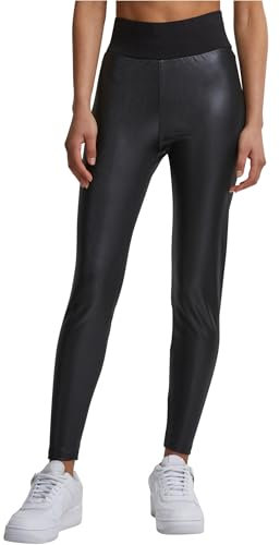 Urban Classics Damen Ladies Faux Leather High Waist Leggings Black, L