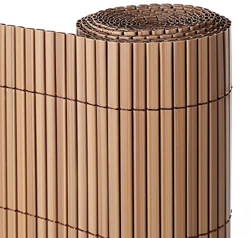 Cañizo PVC de Doble Cara Marrón 3x1,5 Metros | Resistente 1.200 gr/m2, Decorativo y Fácil Instalación | Alta Privacidad y Ocultación para Valla, Jardín, Balcón o Terraza