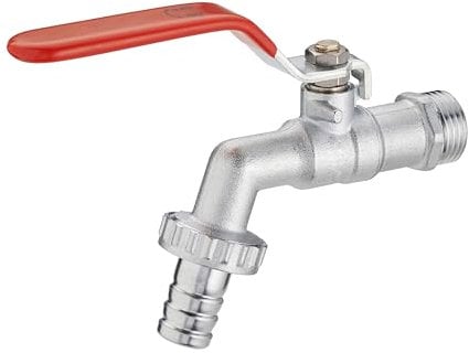 Robinet de Jardin avec Manette Plate Quart de Tour Mâle 20x27 - Mâle 20x27 avec raccord au nez Ø15 AROZ