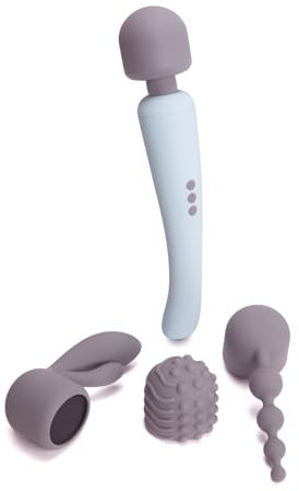 Ann Summers Power Massage Wand Set USB Rechargeable Vibrating Massager with 3 Attachments: Anal Beads, Textured Clit Stim & A Rabbit 8 Speeds, 20 Vibrations - Genuine Ann Summers Adult Sex Toy