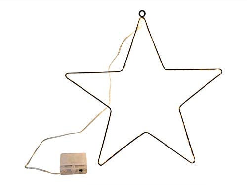 Spetebo Fensterbild Stern mit 40 warmweißen LED - 40 cm - Fensterdeko hängend mit Timer/Batterie betrieben - Weihnachtsstern beleuchtet Innen