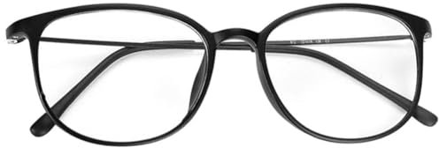 Clear Lens Glasses Men Women Round Plain Lense Glasses TR90 Retro Glasses Plastic Eyeglasses Lightweight Glasses Anti Eye Fatigue Glasses with Metal Hinges for Reading Computer Glasses Eyeglasses