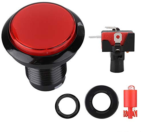 Botones de Arcade Grandes Botón de Bricolaje Botones pulsadores iluminados de Tipo Convexo de cúpula grande para Juegos operados por máquinas de Monedas de Arcade(Rojo)