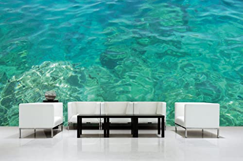 Glücksvilla - Fototapete, selbstklebend (480 x 300 cm (BxH) - div. Maße - Vlies-Tapete XXL Wand-Deko - Meeres-Facetten - Fische Wasser Strand Wellen grün türkis Fotografie x