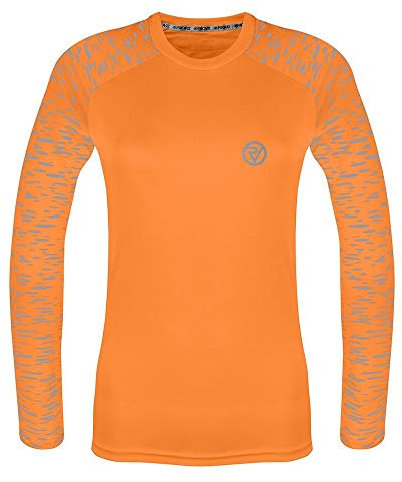 Proviz Womens REFLECT360 Sports T-Shirt – Reflective, Long Sleeve, Fluorescent Running Top for Women, Gym Top, Hi Vis Ladies Running Top Orange