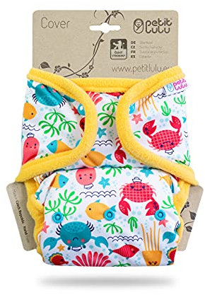 Petit Lulu Größe 2 Prefold PUL Überhose mit Laschen (5-16 kg) Druckknöpfe One Size Windelüberhose Baby Windelhose Waschbar & Wasserdicht Stoffwindeln Hergestellt in EU (Lagune)