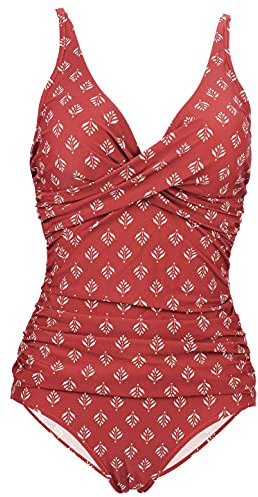 Laorchid einteiliger Badeanzug bademode v Ausschnitt Damen Badeanzug bauchweg Push up Bademode Swimsuit high Waist Schwimmanzug Rot Geblument L