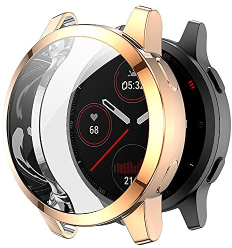 Miimall Kompatibel mit Garmin vivoactive 4s 40mm/Venu 2s Hülle, Flexibles TPU Schutzhülle mit Displayschutz 360° Rundum Schutz Case für Garmin vivoactive 4s 40mm/Venu 2s Roségold