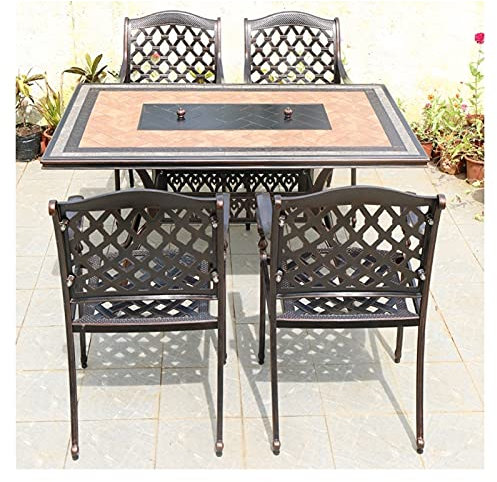 Feuerstellen Gartenterrasse Grilltisch, Familienfest Grill Tisch- Und Stuhlset Im Freien, Wasserdichter Und Rostfreier Hochleistungs-Außenkamin (Color : Table+4 Chairs)
