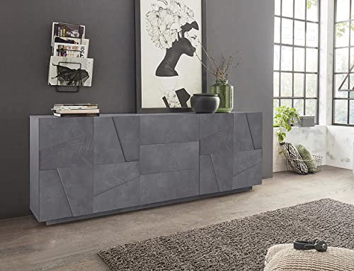möbelando Sideboard Beistellschrank Anrichte Kommode Highboard Schrank Piacenza III Schiefer Nachbildung