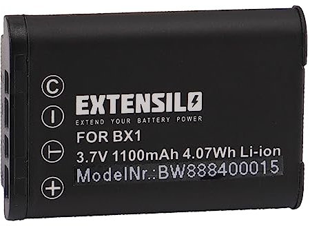 EXTENSILO Batterie Remplacement pour Sony NP-BX1 pour Appareil Photo (1100mAh, 3,7V, Li-ION)