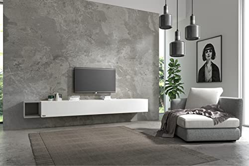 Wuun® Somero Lowboard Tv-Board Wohnwand SW6 (TV-Board: Weiß-Matt/Box: Perl-Matt-Grau, 270cm ((120cm x 2) + 30cm))