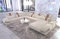 Wohnlandschaft Venedig XXL Sofa in Leder - mit LED Beleuchtung, verstellbare Kopfstützen, Recamiere/Lederfarben wählbar/Ausrichtung wählbar (Ottomane rechts, Beige-Braun)