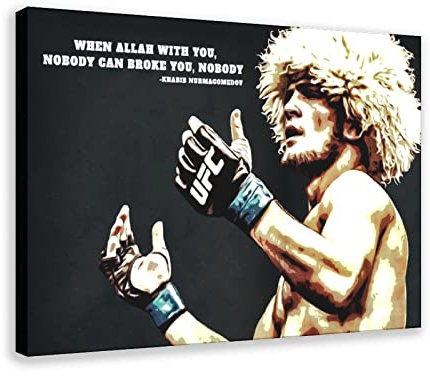 MJKO Khabib Nurmagomedov Leinwand-Poster, Wandkunst, Dekoration, Druck, Bild, Gemälde für Wohnzimmer, Schlafzimmer, Dekoration, Rahmen-Stil, 60 x 90 cm