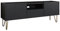Mirjan24 TV Lowboard Madaris MRTV144 mit 2 Türen und Schublade, Metallfüße mit Gold pulverbeschichtet, Fernsehtisch Fernsehschrank Sideboard TV Schrank TV Bank (Schwarz Graphit/Marmor Schwarz Royal)