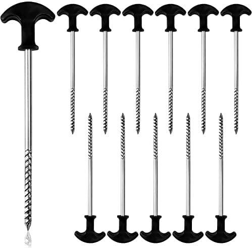 12 Pcs Zelt-heringe aus Verzinktem Stahl - Stabile Erdnägel mit Gewinde - 20 cm Heringe Camping mit T-förmigem Anti-Rutsch-Griff - Geeignet für Camping und Outdoor-Einsatz