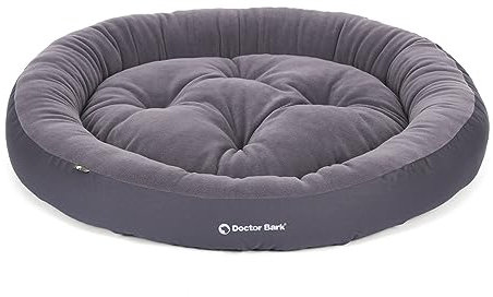 Doctor Bark Hundekorb Mittelgroße Hunde, Hundebett Weich, Rund, Flauschig - Kuscheliges Hundenest mit Wendekissen Fleece/Baumwolle - GreenLabel Hunde Bett (M - 60x50 cm, Grau)