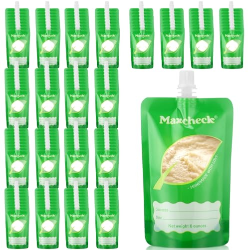Maxcheck 200 Stück Einweg-Babynahrungsbeutel, 170 ml, Quetschbeutel, grüne Beutel, Füllstoff, Babynahrung, Aufbewahrungsbehälter für Kleinkinder, Babys, Apfelmus, Joghurt und Püree