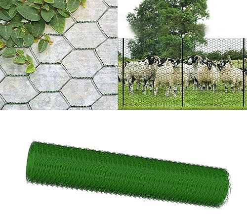 100CM X 25M Gartenzaun, Grünes PVC-Beschichtetes, 0.7mm Durchmess, Drahtgeflecht für Heimwerkerdekorationen, Wildzaun Weidezaun Forstzaun