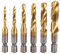 Teocpai 6pcs HSS Foret Taraudeur Jeu de Mèches Combinées en Titane avec 1/4 Tige Hexagonale Tarauds à Filetage Métrique M3-M10 Pour Bois, Laiton, Aluminium et Plastique