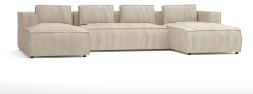 S-Style Möbel Nante Ecksofa Wohnlandschaft U-Form Eckcouch für Wohnzimmer Lounge Couch Möbel Freistehende Polster Sofas & Couches Cord Beige 327 x 64 x 176 cm