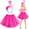 Flamingo Kostüm Damen, Haarreif Flamingo, Tutu Rock Rosa, Accessoire Flamingo, Tropischer Kostüm für Erwachsene Damen Hawaii Party Karneval Fasching Sommer Party