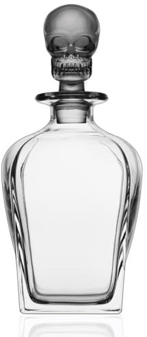 Godinger Whiskey & Wine Decanter, Skull Decanter, for Vodka, Bourbon and Beer, 26 oz, Unique Liquor Bottle with Intricate Skull Design - Whiskey Gifts