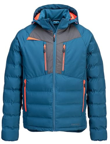 Portwest DX468 Water Resistant Insulated Baffle Jacket Warm Padded Durable Windproof Coat Outdoor Winter Quilted Workwear Metro Blue, XX-Large