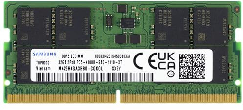 Samsung 32GB DDR5 4800MHz PC5-38400 CL40 SODIMM 2Rx8 Dual Rank 1.1V 262-Pin Laptop RAM Memory M425R4GA3BB0-CQK