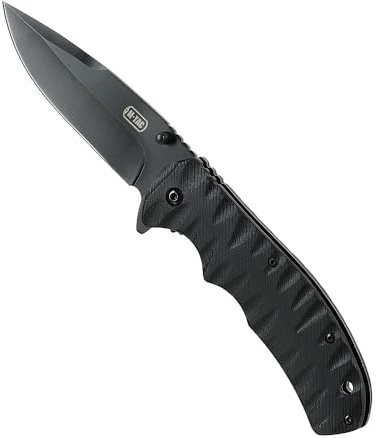 M-Tac Klappmesser Type 4 – Taktisches EDC-Messer mit Flipper, rostfreie 5Cr15MoV-Klinge, G10-Griff mit rutschfester Struktur, Liner Lock, Gürtelclip, Camping, Angeln und Alltag, Black