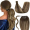 LaaVoo Extensiones Pelo Natural Coleta Castaño Balayage Extensiones Coleta Castaño Oscuro Ombre Rubio Miel Extensiones De Cabello Natural Coleta 40cm/16Pulgadas 80g #4/27/4