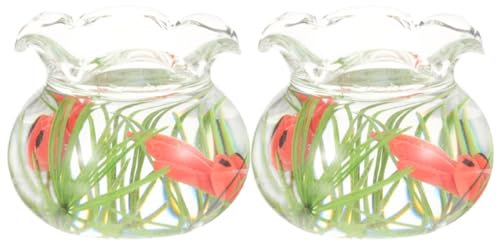 Hohopeti 2stücke Miniatur Goldfisch Tank Miniature Aquarien Für Puppenhäuser -fischschüssel Für Dekorative Tischgestaltung Mit Goldfischen Als Zubehör