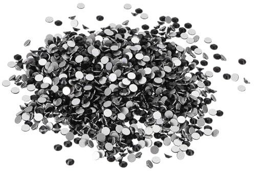 PATIKIL SS16/1440Pcs Glass Diamante Rhinestone, Crystal Glass Flat Back Rhinestones Round Crystal Man Made Gems Diamond Decor for Nail Art Craft Clothes DIY Makeup, Black