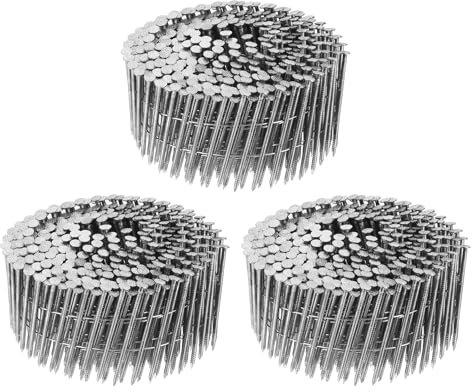 sourcing map 900 Count Siding Nails 2-1/4x0.09 15-Degree 304 Stainless Steel Ring Shank Full Round Head Collated Wire Coil for Lath and Sheathing Materials