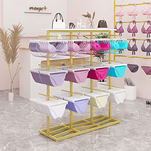 Kommerzieller bodenstehender Präsentationsständer für Unterwäsche, moderner Präsentationsständer für BHs, Shorts und Socken im Einzelhandel für Bekleidungsgeschäfte, doppelseitiges Regal mit Abla