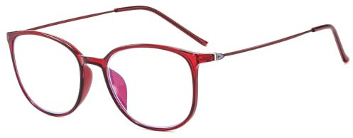Suertree Blaulichtfilter Distanz Brille Leichte Kurzsichtige Brille Mode Myopia Brillen TR90 für Damen Herren Rot -0.5 Dioptrien