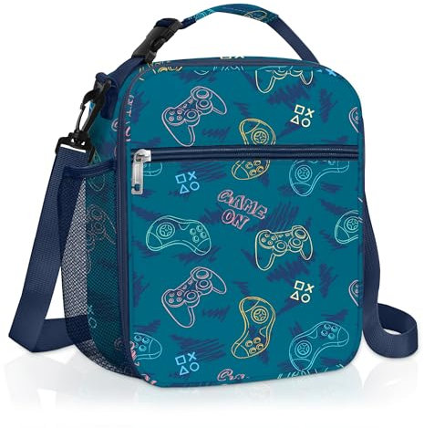 Clastyle Bolsa Termica Porta Alimentos Bebe Juego Bolsa Almuerzo Infantil Niños Portátil Bolsa Comida para Viaje Picnic Guarderia,Mando de Juego