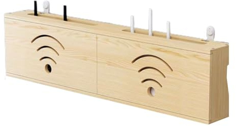 Router Schrank, Holz Dekoration Box, WiFi-Router Aufbewahrungsbox, Router Und Kabel Verstecken Kästen Box, Kabelboxen Wandmontage/Desktop Kabel Aufbewahrungsbox Wooden Box(Wood Color,60 * 20 * 10cm)