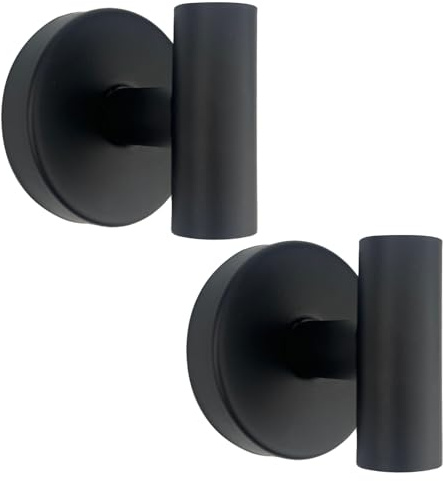 BIRDDIE Suction Cup Shower Towel Hooks, Wall Mount Robe Holder, Heavy Duty No Drill Wall SUS304 Waterproof Stainless Steel Hooks for Bedroom, Bathroom, Kitchen, Hotel and Office (2*Matte Black)
