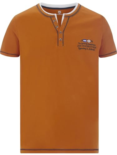 Jan Vanderstorm Herren T-Shirt Haftor |Knopfleiste | Flaggen Stickerei | Reine Baumwolle | große Größen L-7XL Orange, 7XL (XXXXXXXL) - 80/82