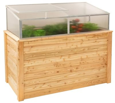 WESTMANN Hochbeet mit Frühbeetaufsatz Klassik Plus 170 | Lärchenholz FSC-Zertifiziert | Aluminiumrahmen | Natur/Silber | 170x90x84cm