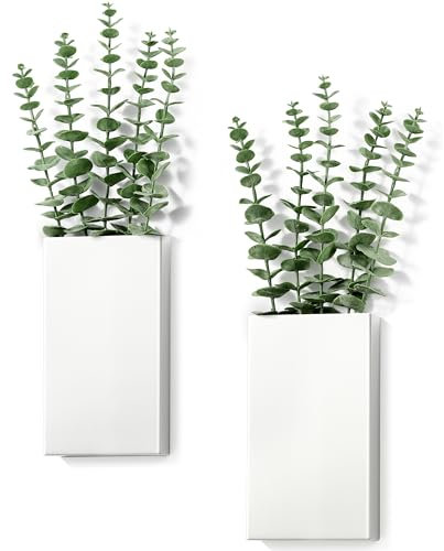2 Pack Metal Wall Planter Vases Decor，Black
